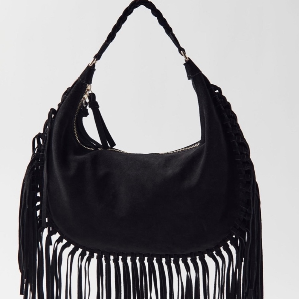 Black purse- Estelle Black fringe shoulder bag from urban outfitters